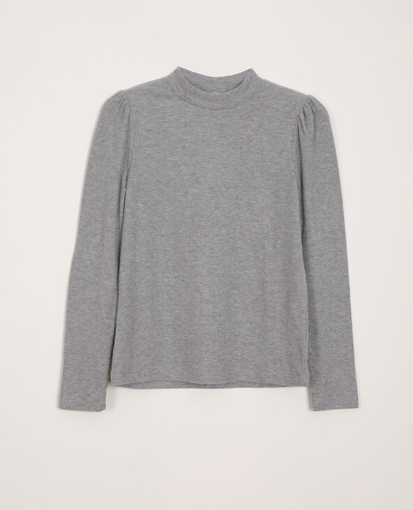 T-shirt à manches bouffantes gris chiné - Pimkie