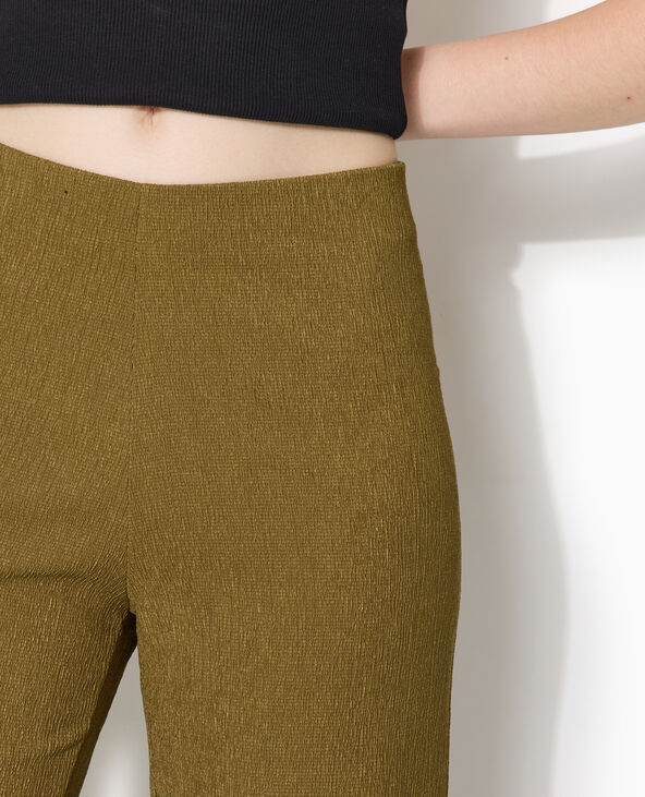 Pantalon large et fluide en tissu effet froissé vert kaki - Pimkie