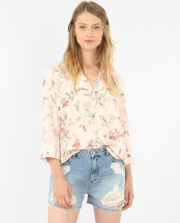 Chemise style pyjama fleurie rose clair - Pimkie