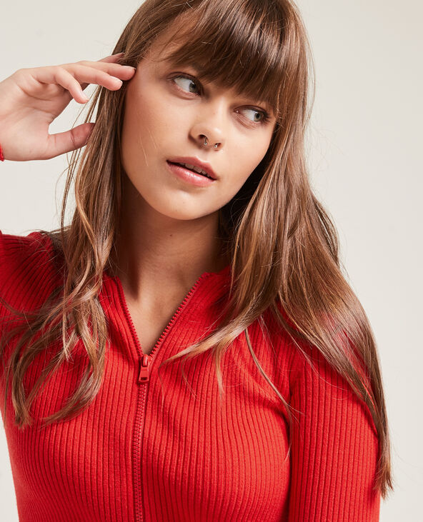 Gilet zippé à capuche rouge - Pimkie