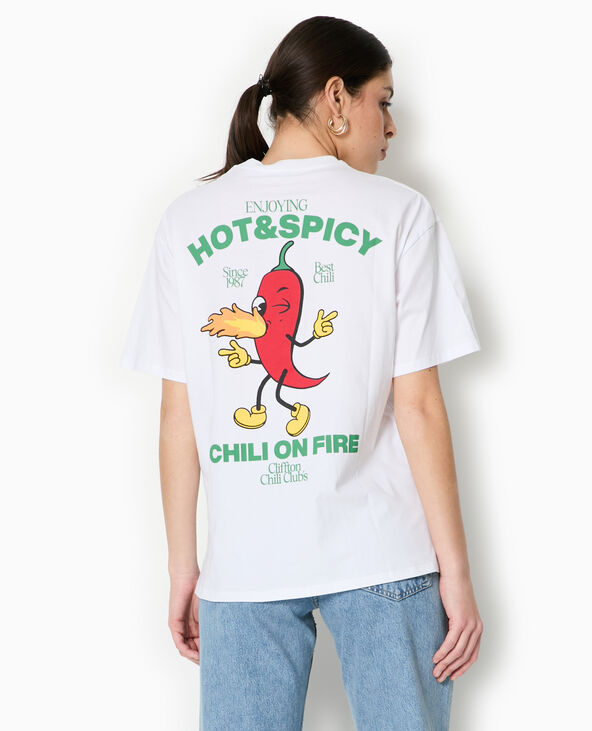 T-shirt oversize avec print devant et dos blanc - Pimkie