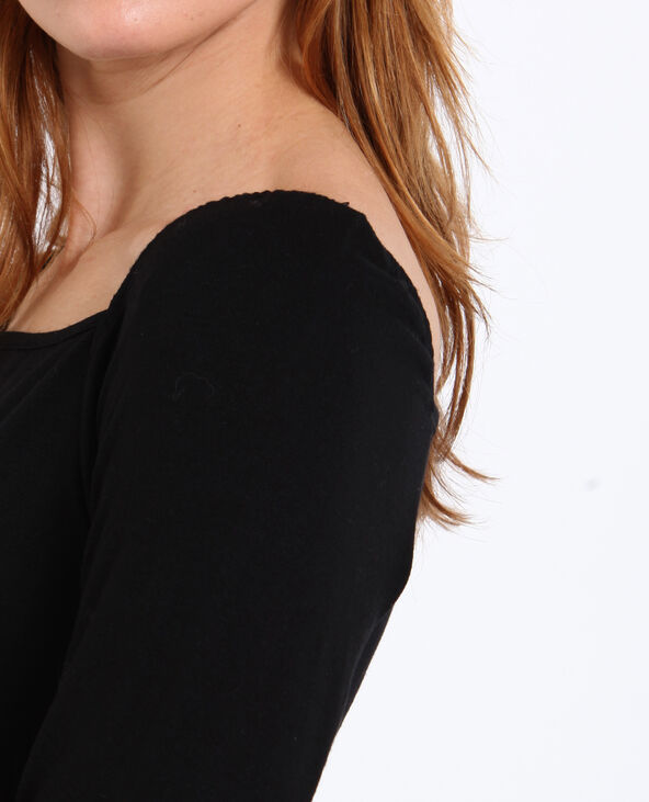 T-shirt col carré noir - Pimkie