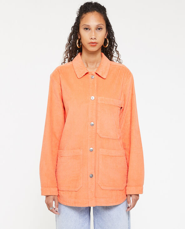 Surchemise en velours grosses côtes orange - Pimkie