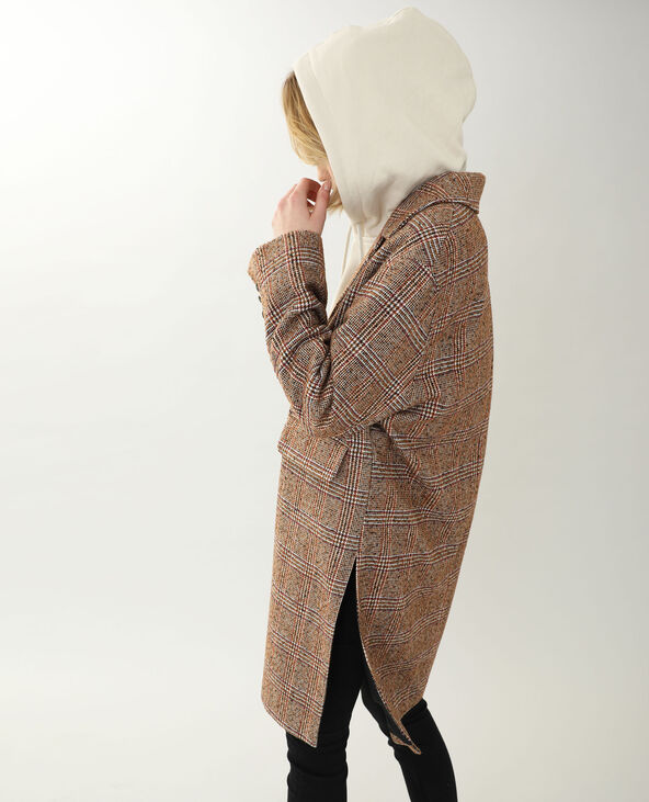 Manteau à carreaux marron - Pimkie