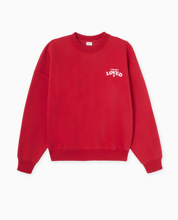 Sweat oversize avec print poitrine et dos  rouge - Pimkie