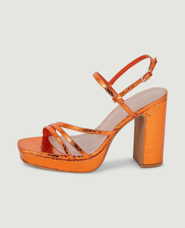 Sandales plateformes effet serpent orange - Pimkie