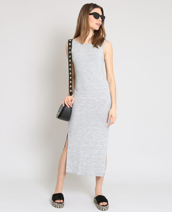 Robe longue moulante gris chiné - Pimkie