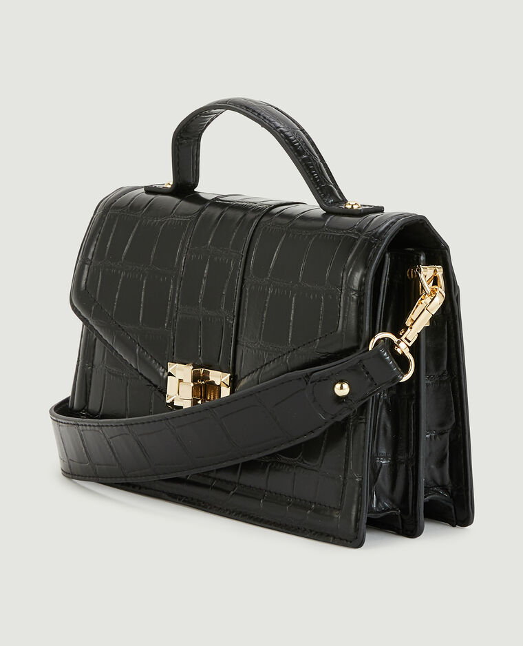 Sac boxy effet croco noir - Pimkie