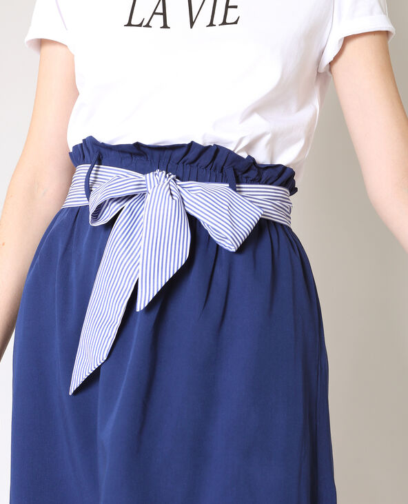 Jupe ceinturée bleu marine - Pimkie
