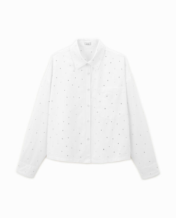 Chemise courte avec strass blanc - Pimkie