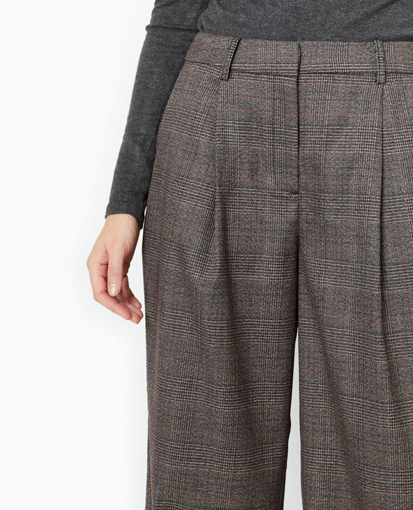 Pantalon large city motif carreaux noir - Pimkie