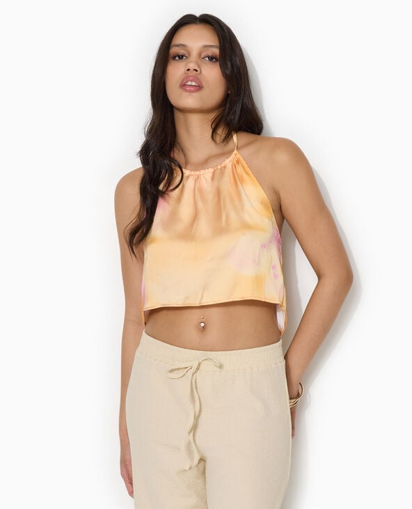Top foulard dos-nu en satin rose clair - Pimkie