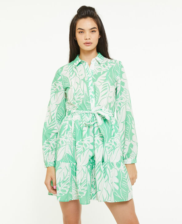 Robe chemise avec volants vert olive - Pimkie