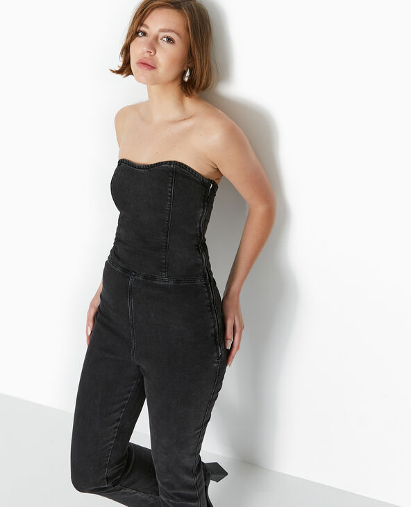 Combipantalon bustier en jean stretch noir - Pimkie