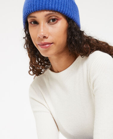 Pull fin en maille côtelée col cheminée blanc - Pimkie