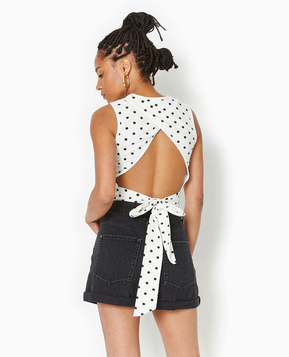 Débardeur avec cut-out dos motif pois blanc - Pimkie