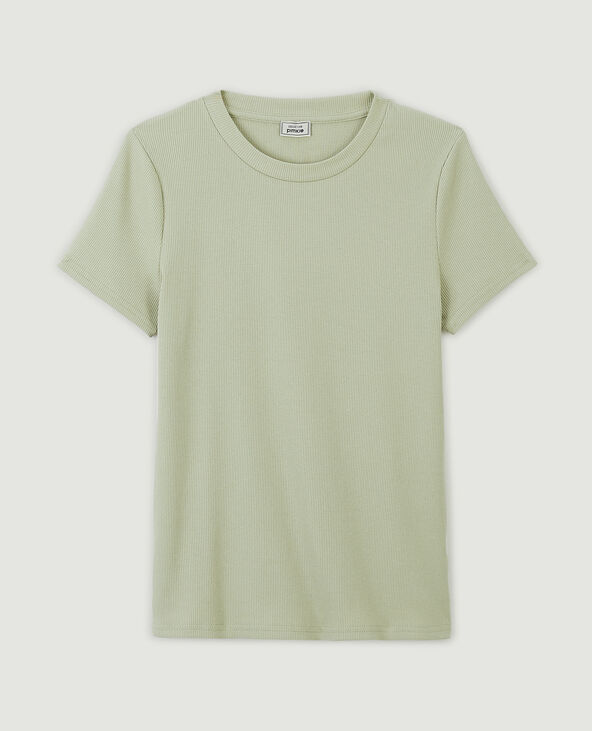Top maille côtelée vert de gris - Pimkie