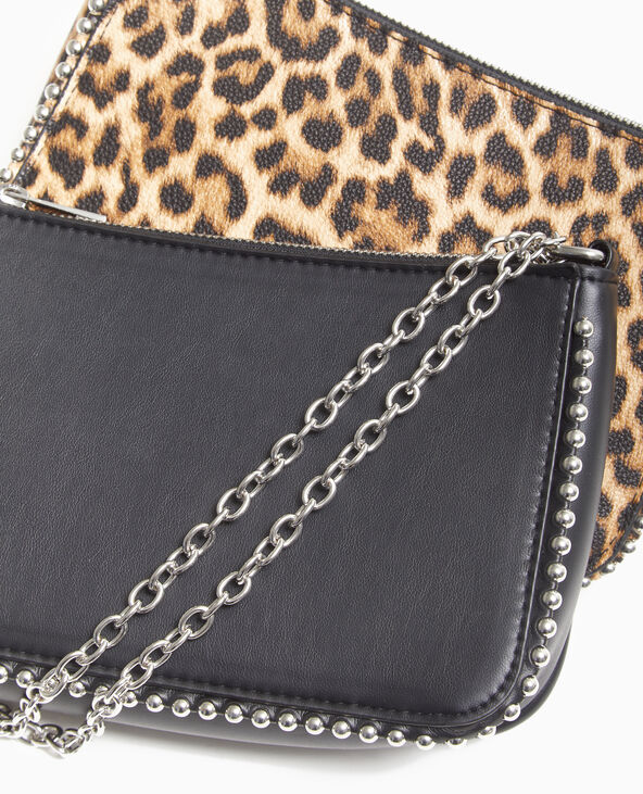 Sac pochette avec chaînette et clous noir - Pimkie