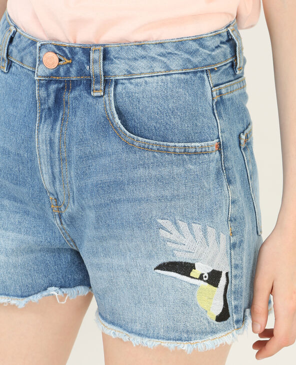 Short en jean imprimé colibris bleu - Pimkie
