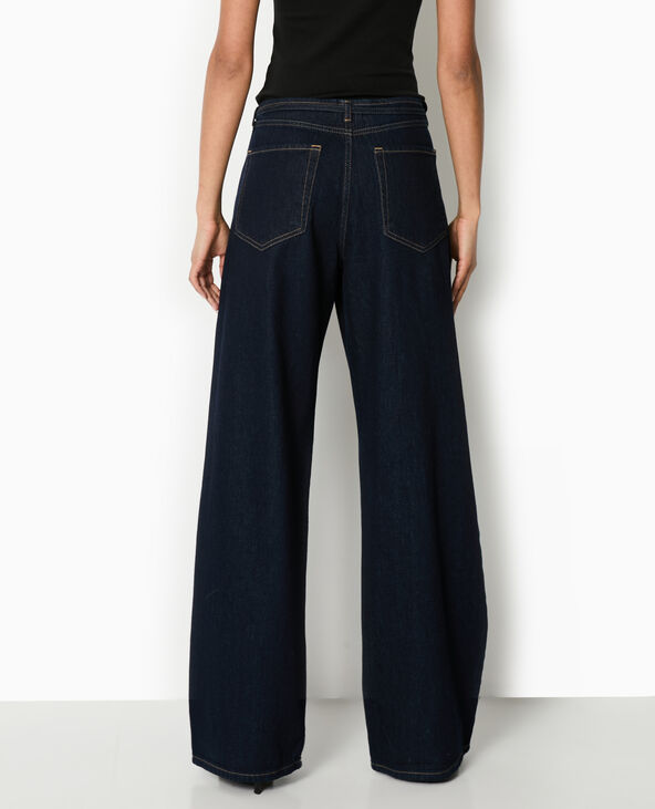 Jean droit taille basse avec ceinture à nouer bleu - Pimkie