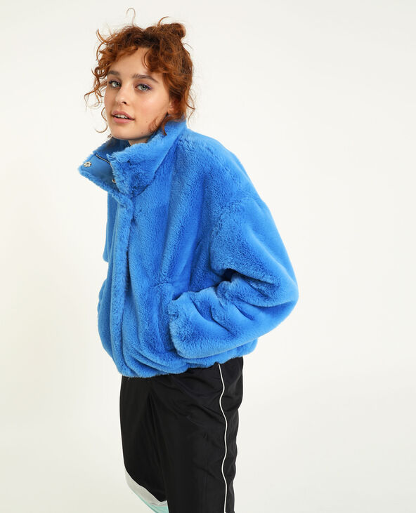 Blouson en fausse fourrure bleu - Pimkie