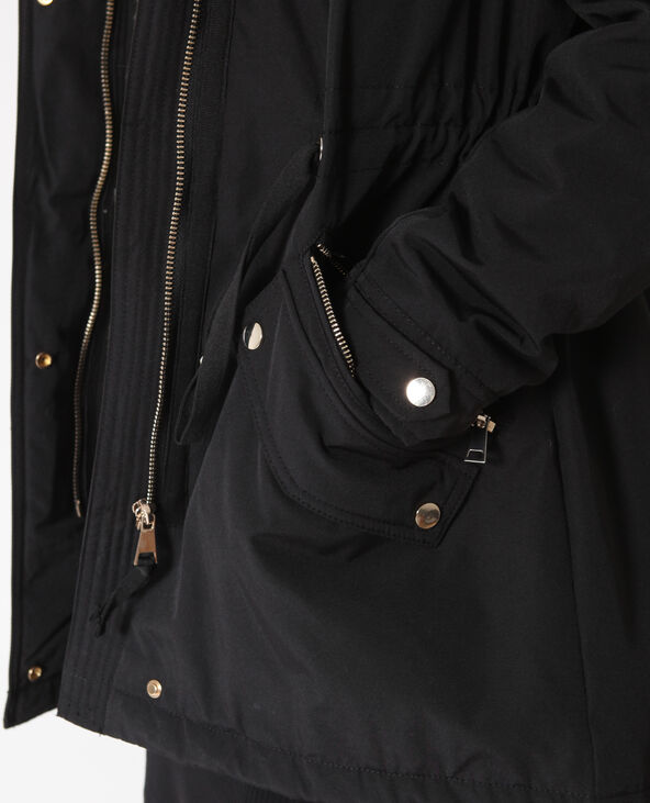 Parka longue avec fausse fourrure noir - Pimkie