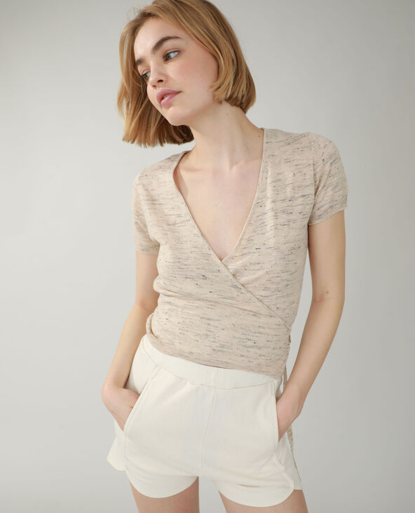 T-shirt cache-cœur beige - Pimkie