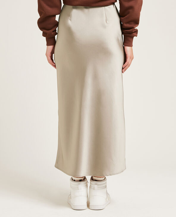 Jupe longue en satin taupe - Pimkie