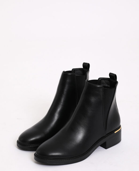 Bottines en simili cuir noir - Pimkie