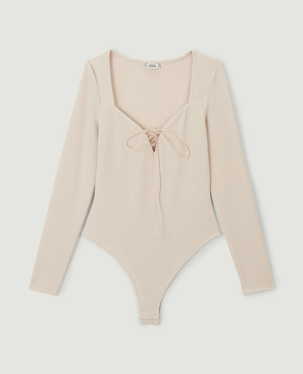 Body manches longues avec lacets écru - Pimkie