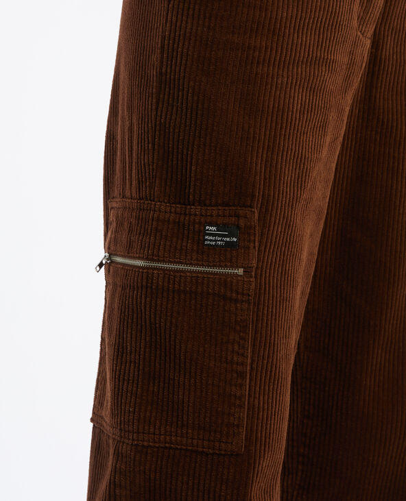 Pantalon large en velours côtelé marron - Pimkie