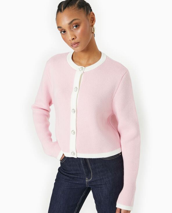 Gilet en maille avec boutons fantaisie rose clair - Pimkie