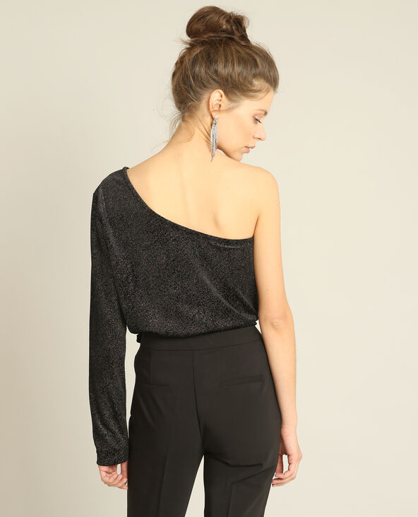 Top asymétrique glitter noir - Pimkie