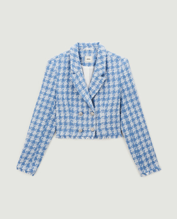 Veste effet tweed pied-de-poule bleu - Pimkie