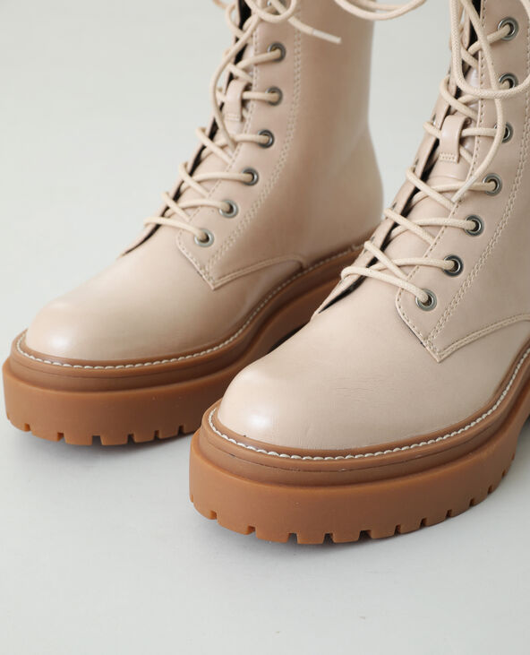 Boots rock simili cuir beige - Pimkie
