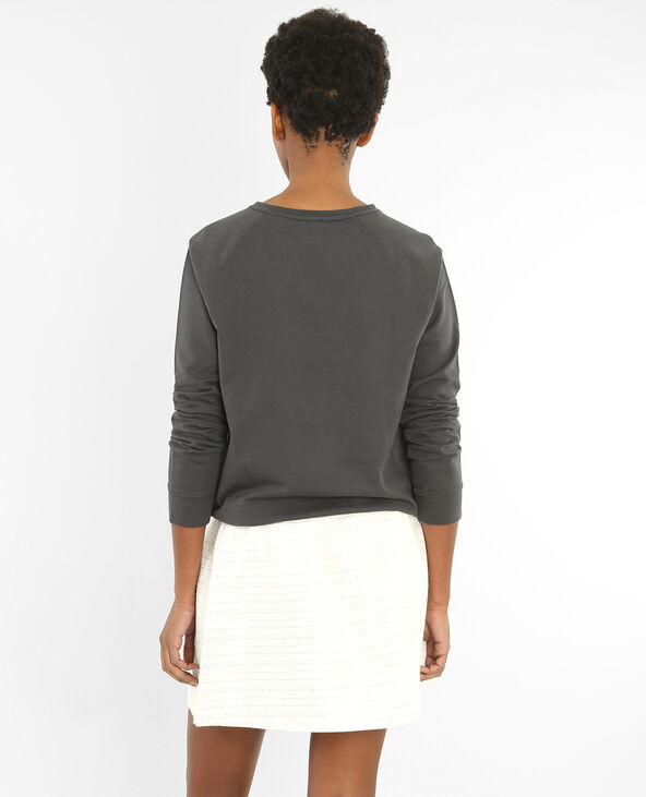 Sweat brodé gris foncé - Pimkie