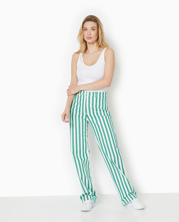 Pantalon droit taille haute avec rayures vert - Pimkie