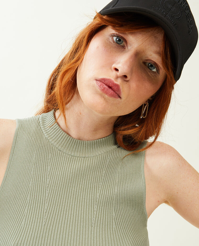 Top sans manches en maille vert de gris - Pimkie