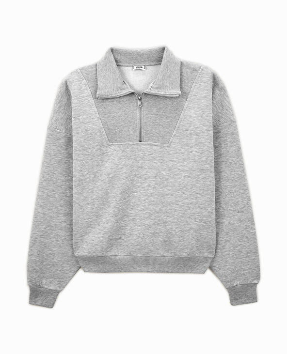 Sweat avec col camionneur gris chiné - Pimkie
