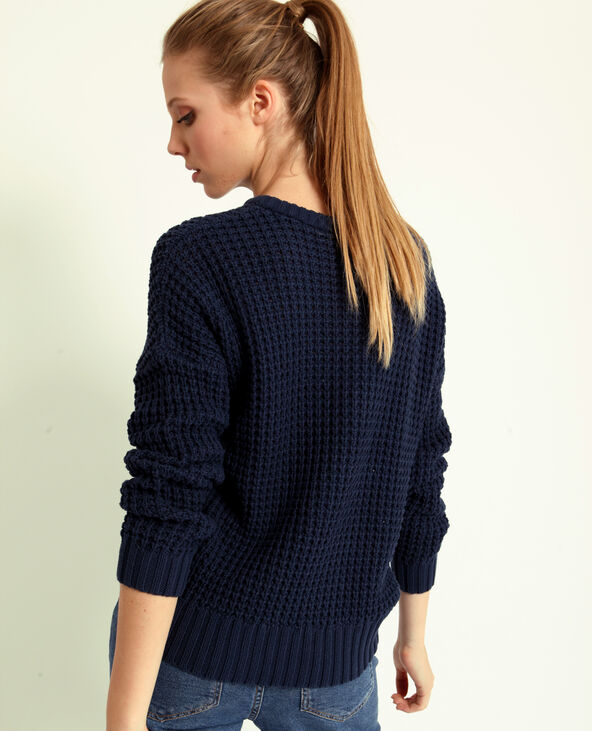 Pull à grosse maille bleu foncé - Pimkie