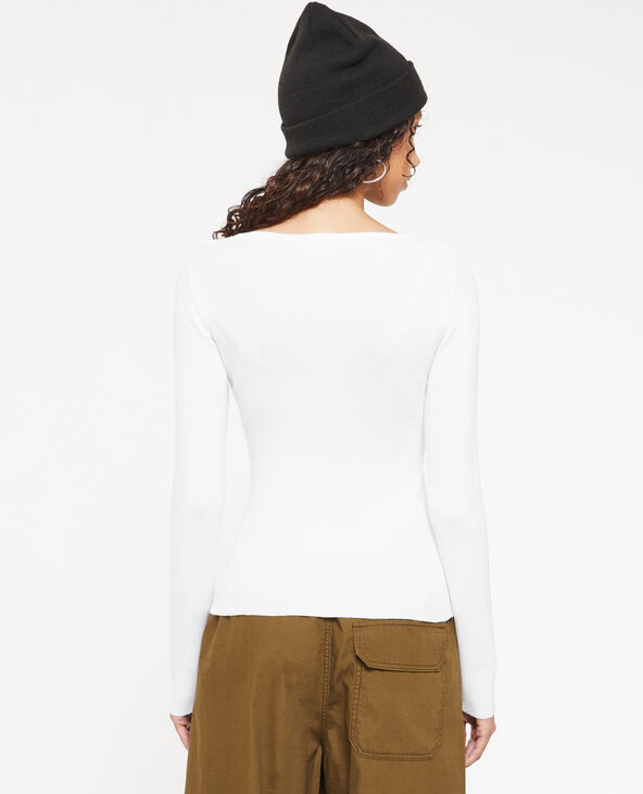 Pull fin encolure cœur blanc - Pimkie