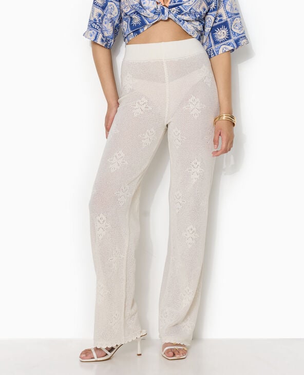 Pantalon droit en maille ajourée blanc - Pimkie
