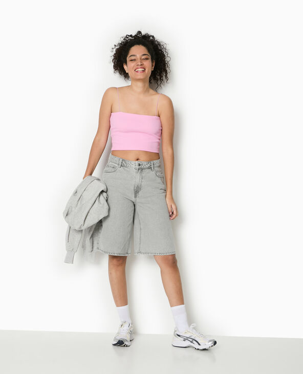 Top bandeau court avec bretelles fines rose - Pimkie