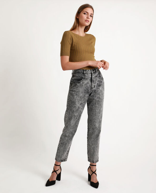 Pull manches courtes vert foncé - Pimkie
