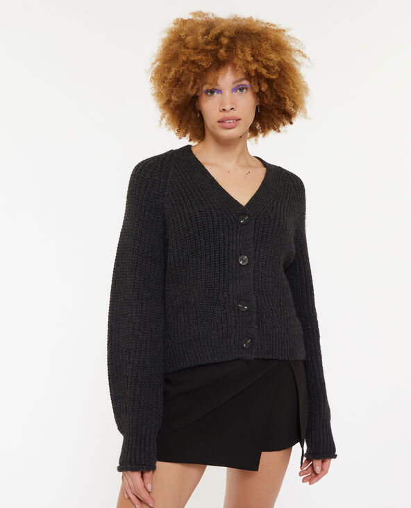 Gilet en grosse maille gris foncé - Pimkie