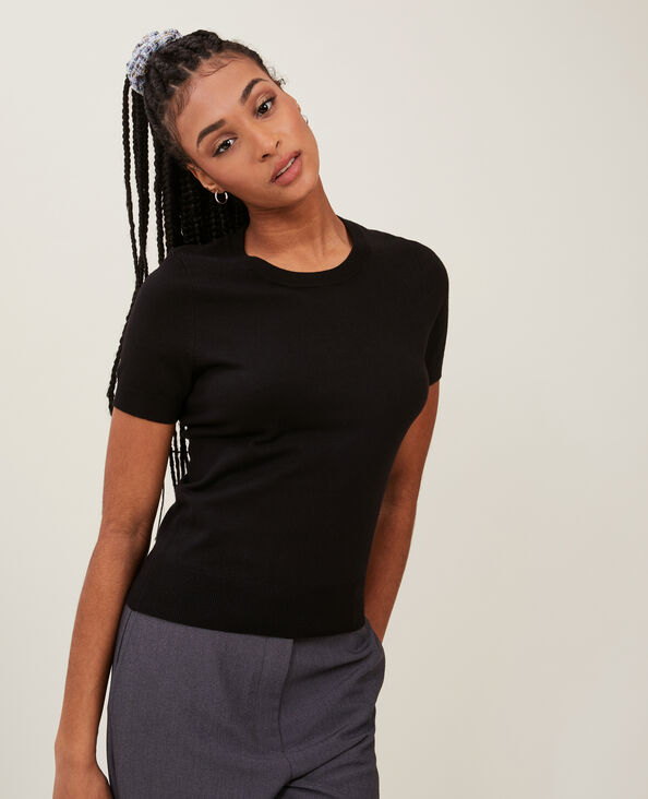 Pull manches courtes en maille fine noir - Pimkie