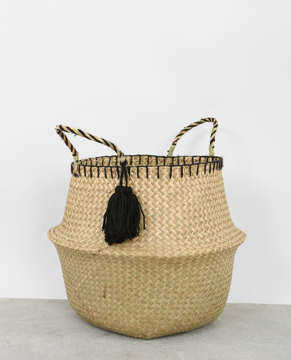 Panier en paille tressée noir - Pimkie