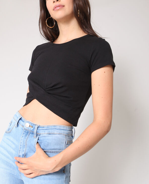 Crop top twisté noir - Pimkie