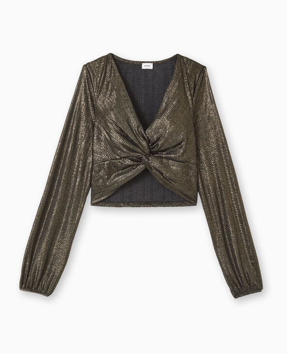 Top court en tissu texturé avec lurex argenté doré - Pimkie