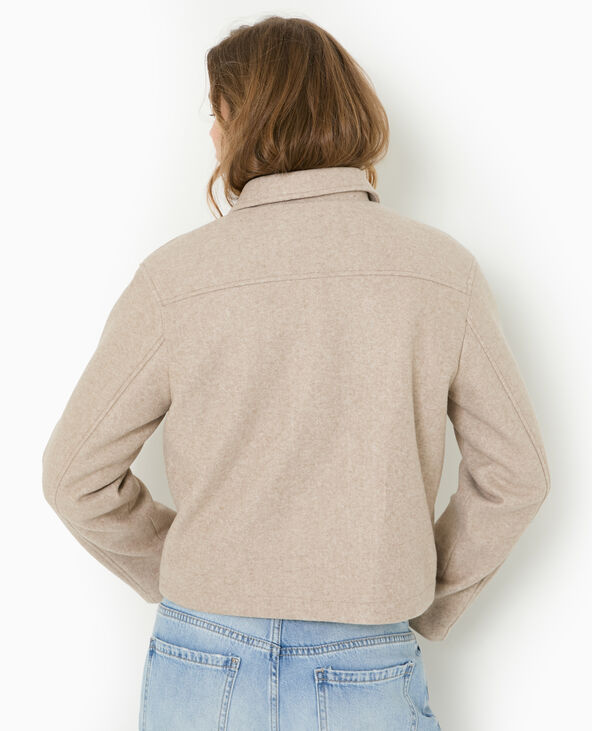 Manteau court effet drap de laine marron - Pimkie